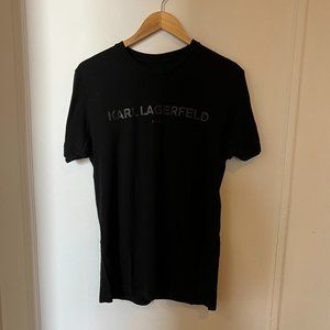 Karl Lagerfeld Round-Neck Black Short-Sleeve T-Shirt - Men's Large